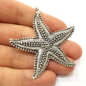 Silver Starfish Pendant Antique Silver Plated Pendant (62x60mm)  G25203