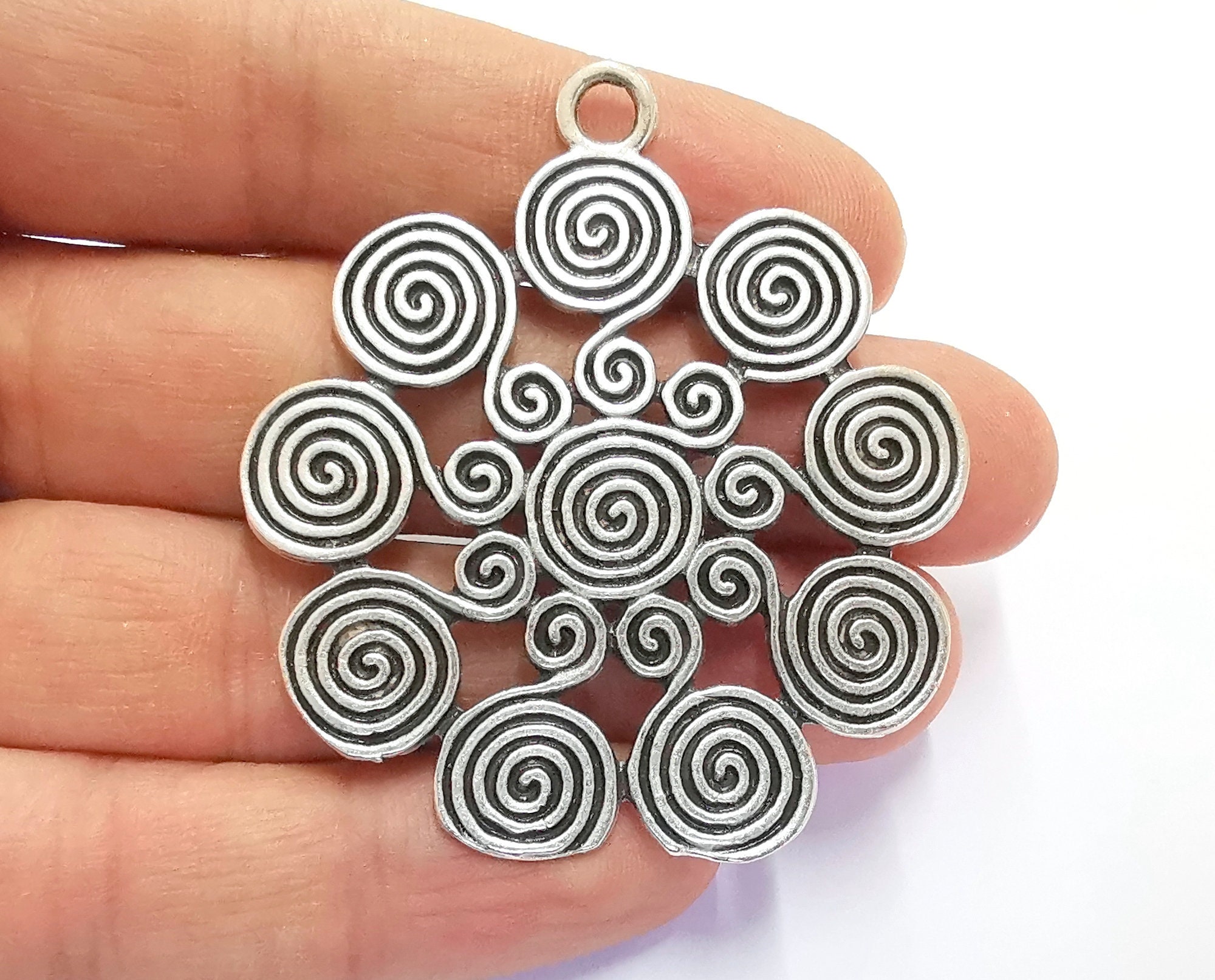 Spiral Charms Antique Silver Plated Charms (59x52mm) G20188 - Etsy