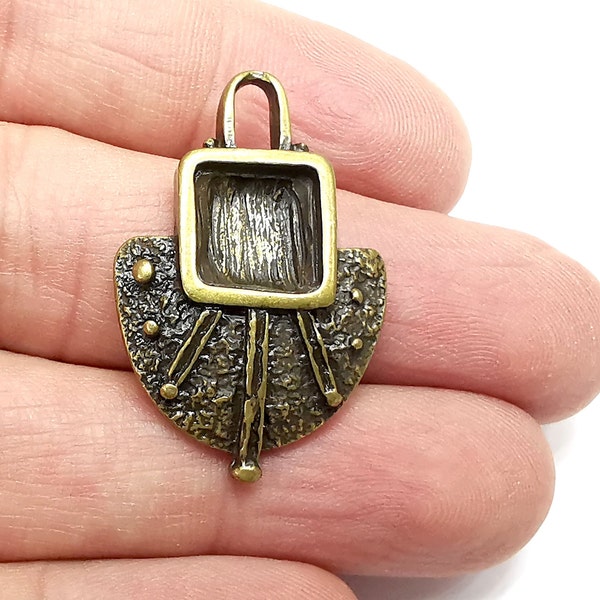 Antique Bronze  Charms Pendant Bezels, Resin Blank Mountings, Mosaic Frame, Cabochon Bases Flower Settings Antique Bronze (10mm) G29623