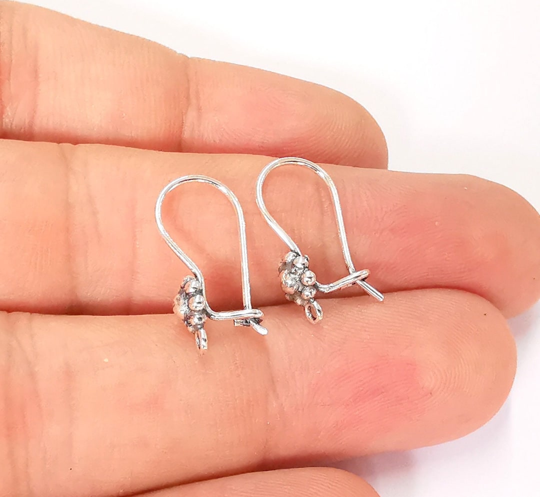 Sterling Silver Earring Hook 2 Pcs 1 Pair 925 Antique Silver Earring