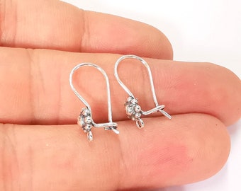 Sterling Silver Earring Hook 2 Pcs (1 pair) 925 Antique Silver Earring Wire Findings Oxidized Silver Earring Hook (20mm) G30305