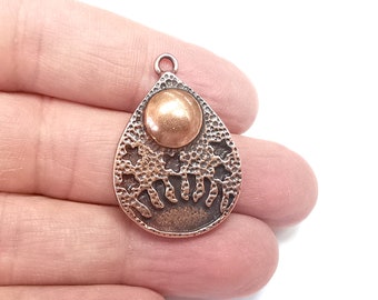 Drop Crown Charms, Antique Copper Plated Charms (35x24mm) G29740