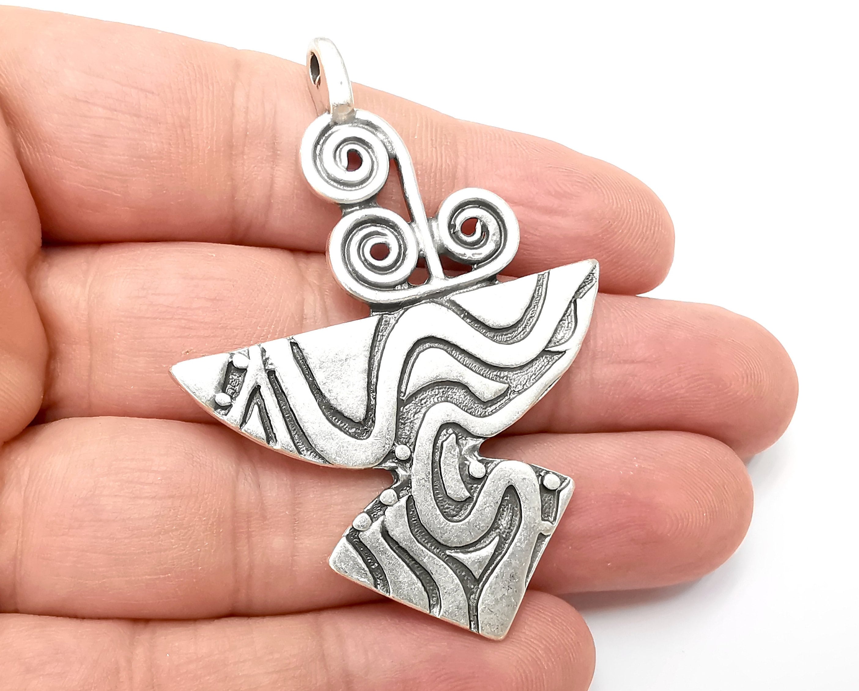 Unique Swirl Charms, Antique Silver Plated (63x46mm) G28759 - Etsy