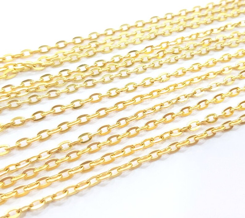 Gold Plated Cable Chain 1 Meter 3.3 Feet 4.5x3 Mm G14665 Etsy