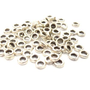 Silver Rondelle Beads Antique Silver Plated Beads 6mm  G9977