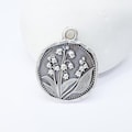 Lily of the Valley Charm, Floral Pendant, Boho Jewelry Making Supplies, Antique Silver Plated, 27x22mm G37336
