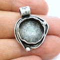 Silver Pendant Blank Bezel Base Setting Necklace Blank Mountings Antique Silver Plated Brass (15 mm blank) G6799