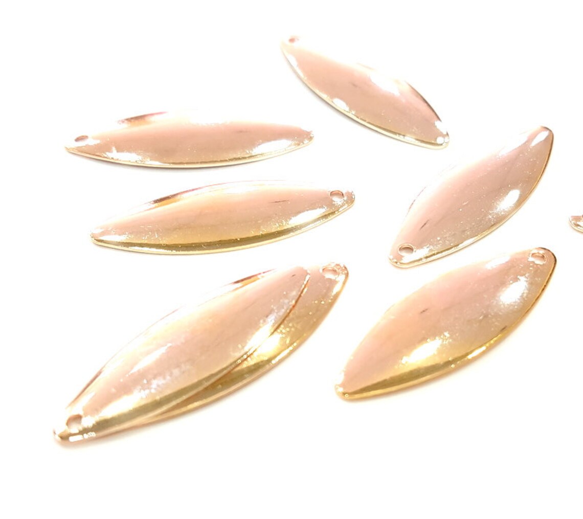 5 Rose Gold Charms Rose Gold Plated Brass 27x10mm G6871 Etsy