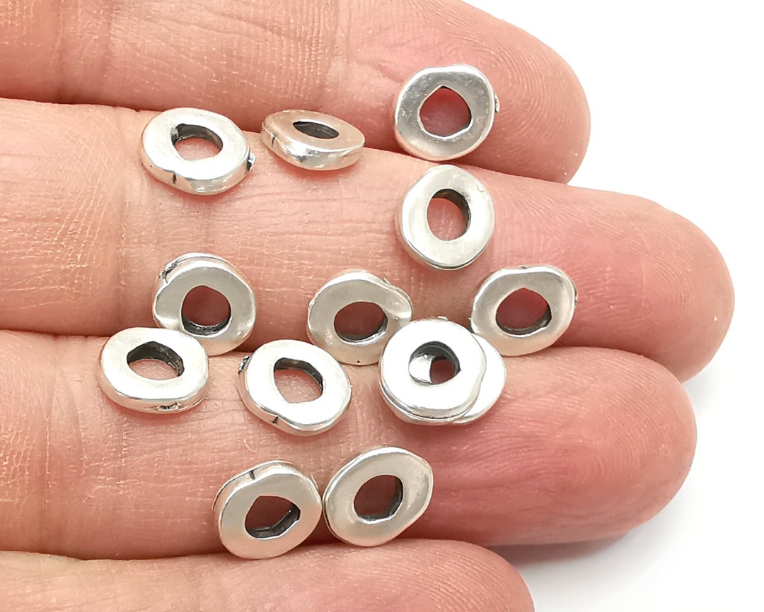 Round Disc Beads Charms Findings Antique Silver Plated 9mm G33314 Etsy