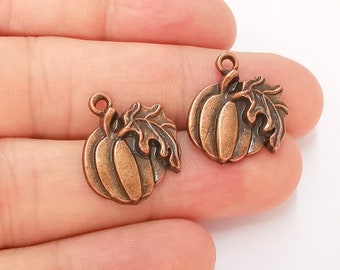 5 Copper Pumpkin Charms, Fruit Charms Antique Copper Plated Charms (20x18mm)  G24925