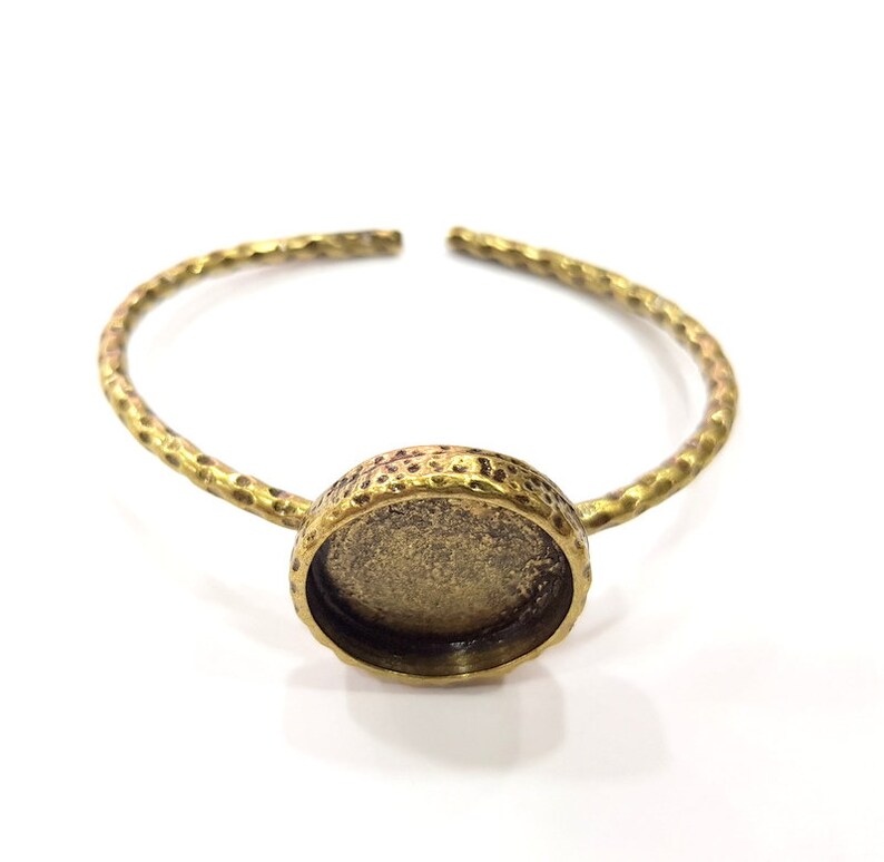 20mm G15996 Bracelet Blank Cuff Bezel Resin Bangle inlay Blank Glass Cabochon Base Bezel Hammered Adjustable Antique Bronze Bracelet
