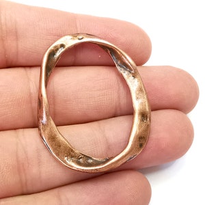 Hammered Oval  Hoop Charms Antique Copper Plated Charms, Findings (43x34mm) G28404