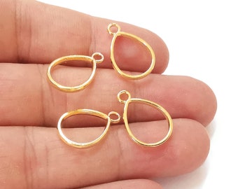Drop charm Shiny Gold plated charms (20x13mm)  G22688