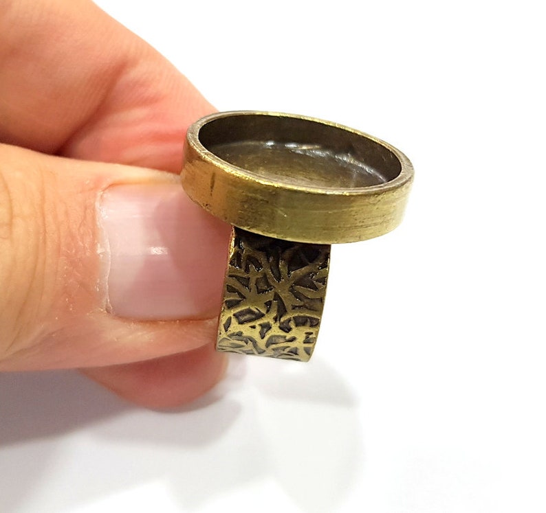 20mm blank Antique Bronze Plated G15638 Antique Bronze Ring Blank Setting Cabochon Base inlay Ring Backs Mounting Adjustable Ring Bezel