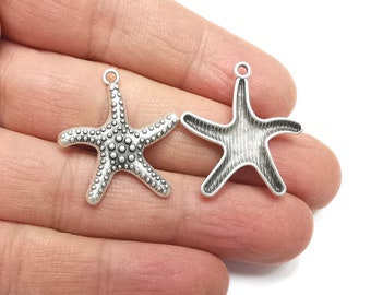 5 Starfish Charms Antique Silver Plated Charms (28x26mm)  G27390