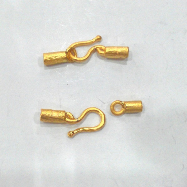 10 sets  Hook Clasp Findings , Gold Plated Brass  G11496