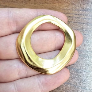 Organic Hammered Gold Circle Gold Plated Findings (48x46mm)  G33773