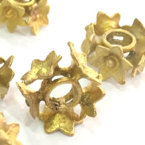 2 Raw Brass Flower Rondelle 15x8 mm G3923