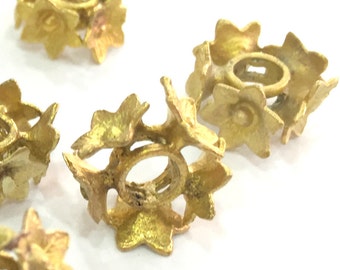 2 Raw Brass Flower Rondelle 15x8 mm G3923