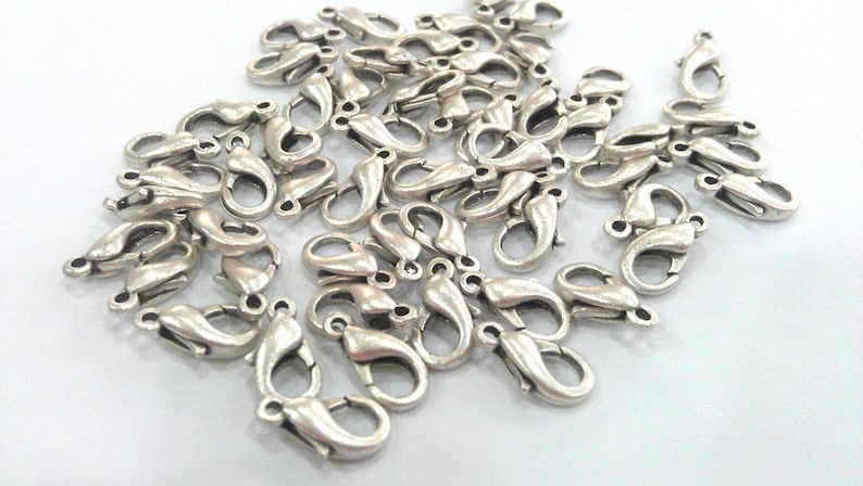 10 Silver Clasp Lobster Clasp Antique Silver Plated Lobster Clasps , Findings 12x6 mm G20123 image 5