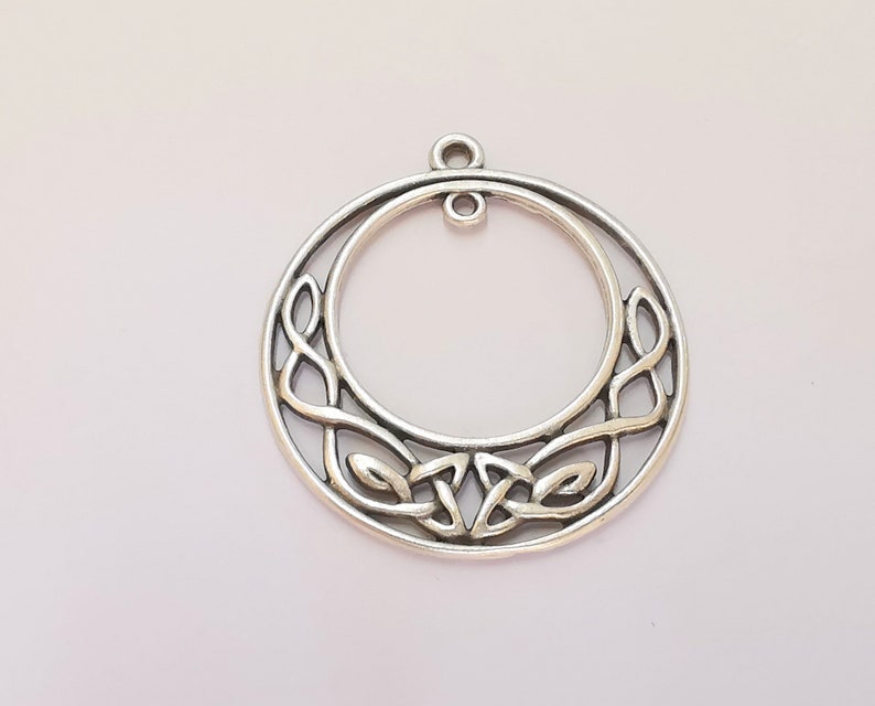 Silver Connector Charms Antique Silver Plated Charms (43x39mm) G23177 image 3