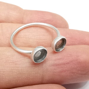Ring Setting Cabochon Mounting Adjustable Resin Ring Base Bezel Mosaic Ring, Antique Silver Plated Brass (6 mm) G29783