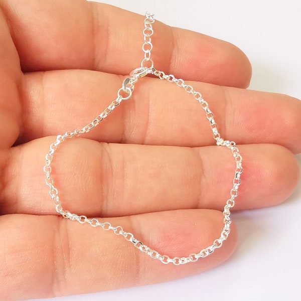 Sterling Silver Finished Bracelet Chain Rolo Chain Bangle Chain 925 Solid Silver Ready ball chain (17cm-6,6inch)  G30033