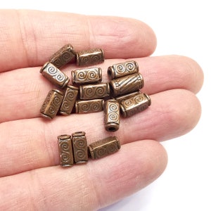 Swirl Rectangle Beads Antique Copper Plated Metal Beads (10x4mm)  G34735