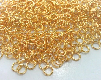 100 anneaux plaqués or (5 mm) anneau en laiton plaqué or, résultats G6019