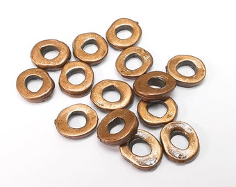 Perline rondelle in rame, perline a foro rotondo in rame, perline per braccialetti, perline a disco, perline per collane, metallo placcato in rame antico 9 mm G35215