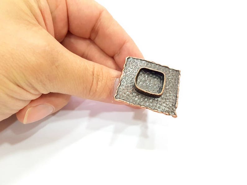 20x20mm blank Copper Ring Blank inlay Ring Blank Mosaic Ring Bezel Base Settings Cabochon Mountings Antique Copper Plated Brass G8994