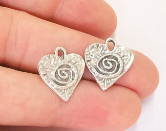 Spiral Heart Charms Antique Silver Plated Charms (19x17mm)  G23062