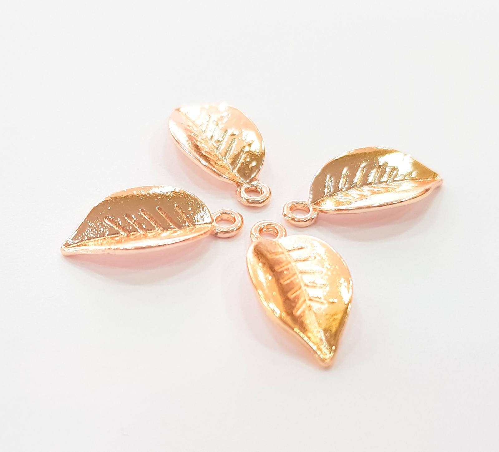 4 Rose Gold Leaf Charms Blank Rose Gold Plated Charms 18x9 Etsy Australia