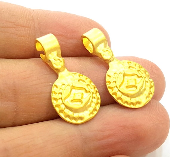 4 Gold Charm Gold Plated Charms 27x14mm G6868 