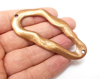 Organic  Frame, Connector , Oval Charms Jewelry Parts, Bracelet Component, Antique Copper Plated Metal Finding (79x36mm) G35410