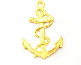 Anchor Pendant Gold Pendant Connector Gold Plated Metal (48x30mm)  G11009