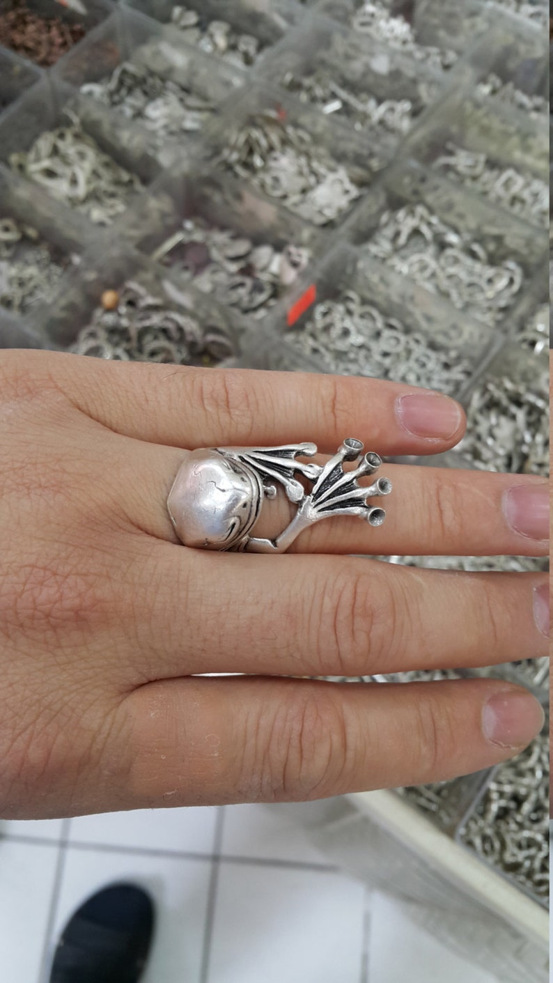 3mm blank Frog Ring Blank Adjustable Ring Blank, Antique Silver Plated Brass G5905