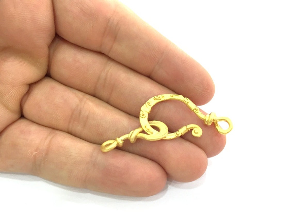 Gold Hook Clasp Findings Gold Plated Brass G4133 Etsy