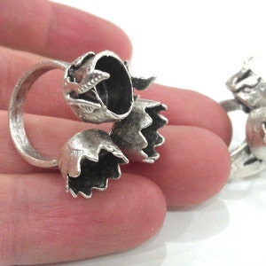 Silver Plated Brass Adjustable Ring Blank  (8mm Blank)  G19894