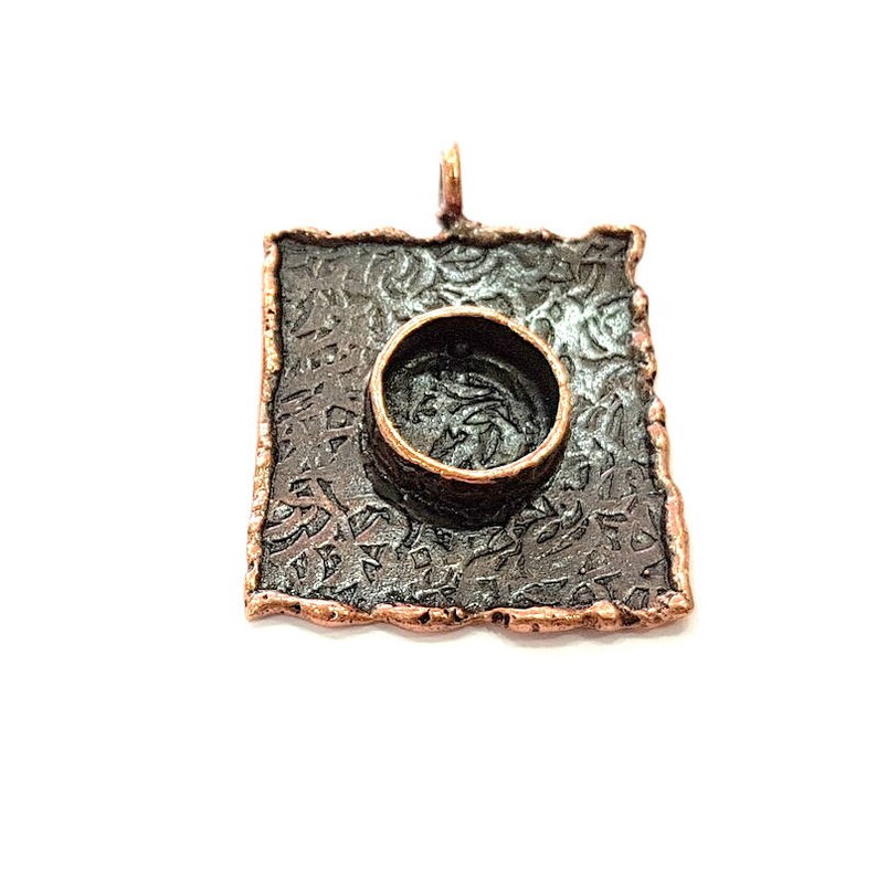 G8789 27x25mm Antique Copper Pendant Blank Mosaic Base Blank inlay Blank Necklace Blank Resin Blank Mountings Antique Copper Plated Brass