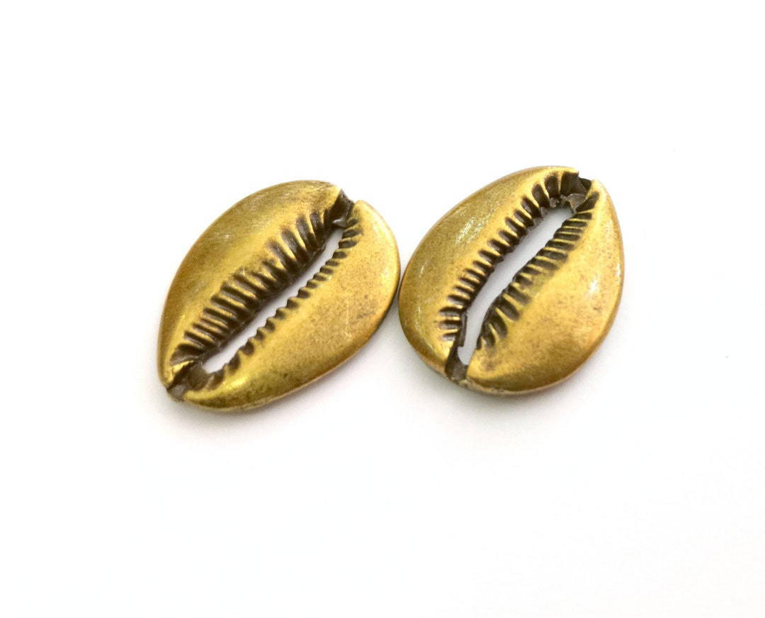 2 Large Cowrie Shell Bronze Charms Antique Bronze Plated Etsy