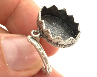 Ring Rohling Basis Lünette Einstellung Einstellbare Rohling,(14x10mm Rohling), Antik Silber überzogenes Messing G3533