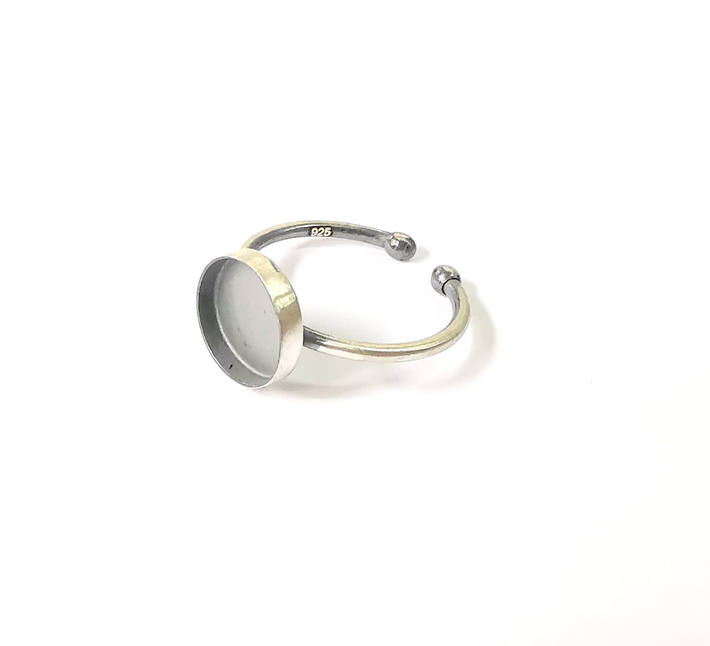 Sterling Silver Ring Blank Bezel 925 Antique Silver Setting
