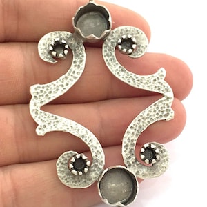 Antique Silver Plated Brass  Mountings , Blanks (10mm and 4mm blank) G3467