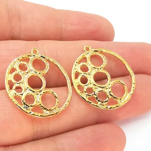 2 Gold Charms 24k Shiny Gold Plated Charms (27x25mm)  G22670