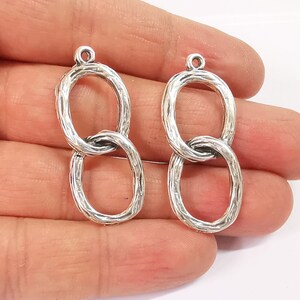 2 Silver Dangle  Charms Antique Silver Plated Charms (42x17mm)  G24638