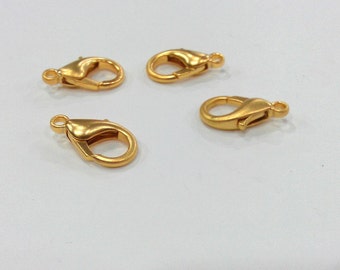 2 Gold Clasp Findings Gold Plated Lobster Clasps  (20x11 mm) G20658