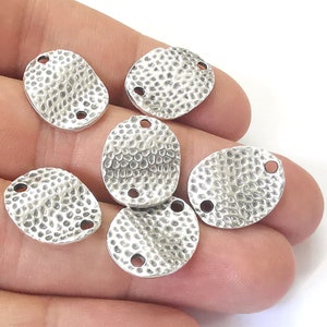 Wavy hammered connector charms Antique Silver Plated Charms (18x15mm) G26072