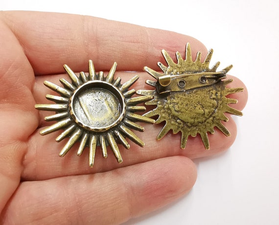 Sun Brooch Holders Pin Brooch Blanks Brooch Bezel Antique Bronze