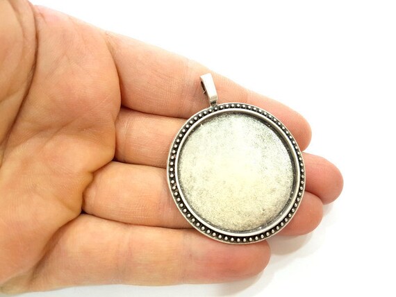 Buy Silver Pendant Blank Bezel Base Setting Necklace Blank Mountings Antique Silver Plated 38mm Blank G7278 Online in India Etsy